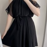 Oversized bow-knot halterneck chiffon dress