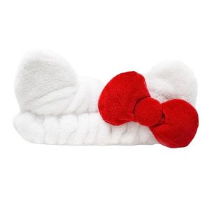 The Crème Shop Hello Kitty x Plush Spa Headband with Hello Kitty’s Signature Bow, Face Wash Hair Band