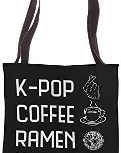 K-Pop Coffee Ramen K-Drama Funny Korean Girl Boy Band Hangul Tote Bag