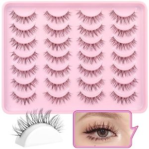 False Eyelashes Clear Band Lashes Natural Look Korean Makeup Wispy Lash Clusters Like Eyelash Extensions 14mm Cluster Lashes DIY Lash Extension Pack by TNFVLONEINS