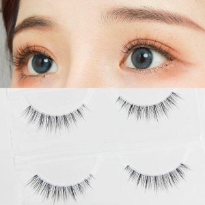 LASGOOS Natural False Eyelashes 3D Clear Band Strip 6-10mm Fake Eye Lashes Invisible Band Daily Look Makeup 3 Pairs GM04