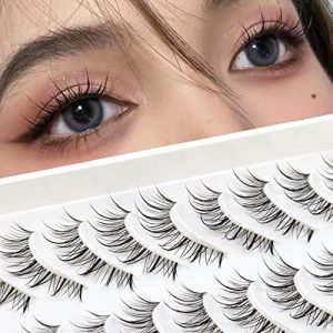 Anime Lashes With Clear Band Korean Lashes Natural Look 13mm Korean Eyelashes Wispy Anime Eyelashes 10 Pairs False Lashes Japanese Korean Natural Lashes Asian Lashes by Obeyalash