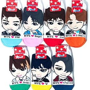 bythecoco Kpop Bangtan Boys Character Socks For Women Set Of Seven Members