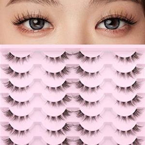 Lashes Natural Look False Eyelashes Wispy Cluster Lashes Manga Eyelash Extensions Strip Clear Band Lashes Cat Eye Korean Short Anime Fake Lashes Pack by Kiromiro