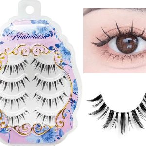 Manga Lashes, Clear Band Anime Lashes 4 Pack, Spiky Anime False Eyelashes Natural Look, Japanese Lashes Looks Like Cluster Manga Lashes Individual, Reusable Cosplay Wispy Strip Eyelashes, Asian Lashes, Style A01 By Mikiwi