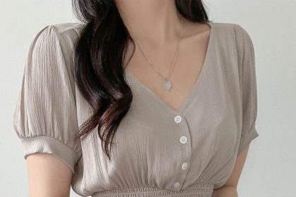 Danbi V Neck Button Shirt