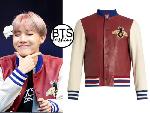 J-Hope | Signing session | 170224 GUCCI Contrast Color Sleeve Leather Bomber Jacket