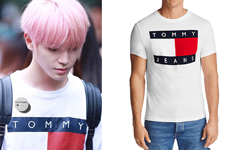 Taeyong wears a Tommy Hilfiger logo T-shirt