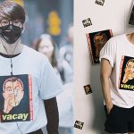 Jinyoung wears a Vacay T-shirt.