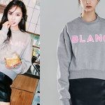 Jessica in a Lucille cropped sweatshirt