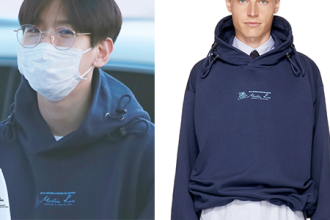 Baekhyun wearing a Martine Rose hoodie