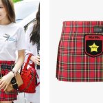 Tiffany (Tiffany) wearing a Miu Miu mini plaid skirt