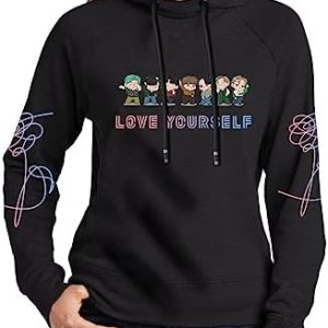 Teiniuby Bangtan Boys Hoodie Love Yourself Sweatshirt K-pop Jungkook Suga V RM Lightweight Long Sleeves Pullover Sweater Coat