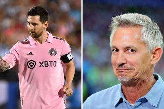 Gary Lineker in disbelief as video of Lionel Messi’s goal for Inter Miami in Leagues Cup final goes viral