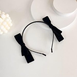 CHDHALTD Korean Style Velvet Bow Headband, Sweet Party Women Make Up Headdress Wash Face Headwear Hair Accessories(Black)