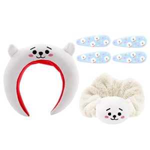 KPOP Army Hairband with Hair Clips Army Bangtan Boys Headband RJ JIN Fleece Cosmetic Hair Accessories Gift for Girls