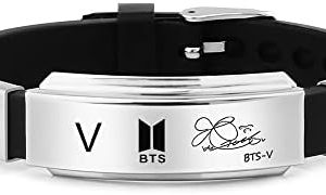 BTS Bracelet Bracelet, Punk South Korea Black Silicone Wristband Bangle Bracelet 2021 Fashion Vintage Accessories Banquet Jewelry BTS Fans Gifts