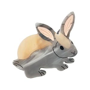 Wooden Hair Clips 2023 Korean Wool Accessories High Elastic Rabbit Ear Hair Band Animal Rabbit Clip Rabbit Clip Flower Clips for Thick Hair (Grey, 8X4.8)