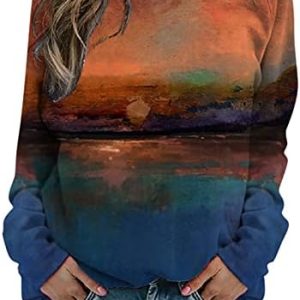 Women’s Sweater Fashion Casual Applique Printed Crewneck Knit Long Sleeve Pullover Sweatshirt Tops for Women 2023