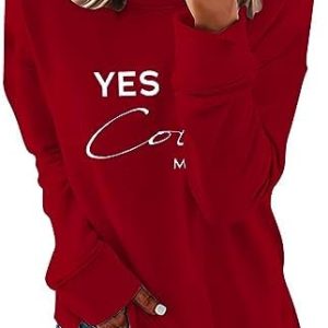 Womens Long Sleeve Dressy Casual Sweatshirts Yes I’m Cold Me 24:7 Hip Hop Sweatshirt Funny Letter Print Pullover Tops