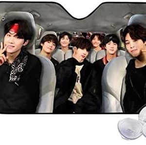 Kpop Car Windshield Sun Shade – Blocks UV Rays Sun Visor Protector, Sunshade to Keep Your Vehicle Cool (black1, M)