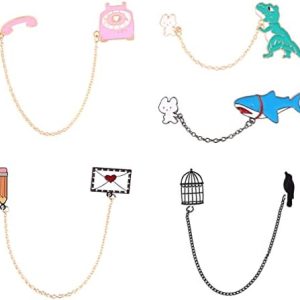 Generic 5Pcs Cartoon Sweater Shawl Clips Enamel Brooch Pin with Dangle Chain for Hat Backpack Clothes Bags 183C41532F28OQQBV 7×1.8cm