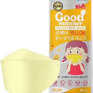 KF94 Kids Disposable Face Mask, Yellow 20 Pack, Breathable Mask with Soft Ear Band for 4Y-12Y Boys and Girls – Good Manner