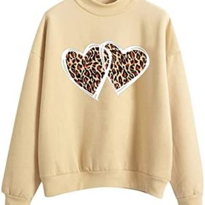 Womens Sweatshirt Casual Plus Size Cute Printed Graphic Sweatshirts Long Sleeve Round Neck Pullover Tops