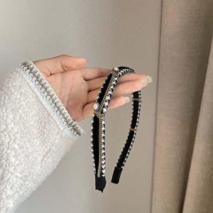 Thin Wild Face Wash Elegant Houndstooth Headwear Korean Style Hair Hoop Hair Accessories Pearl Chain Headband Women Hair Band