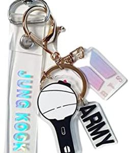 Kpop B-TS Keychain Signature Merchandise Army Bomb Key Ring & Name Keychain, Mini Album LP Keychain Wootteo Army Gift