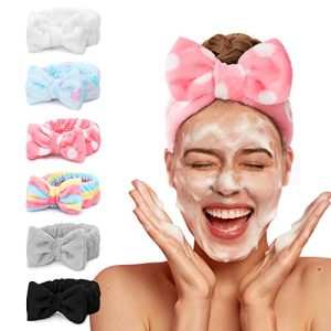 LADES Spa Headband – 6 Pack Bow Hair Band Women Facial Makeup Head Band Soft Coral Fleece Head Wraps For Shower Washing Face