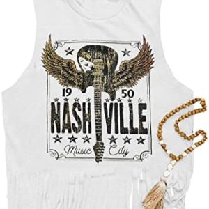 iliheyov Nashville Tank Top for Women Country Music Festival Graphic Print Sleeveless Nash Music Tank Tops