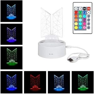 Kpop BTS Bangtan Boys 16 Colors with Remote Control LED Night Light USB Acrylic Home Room Decoration for Army Gifts