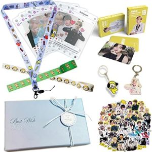 Kpop Jimin Fans Gift Set for Army Daughter Bangtan Boys Box Include Stickers, Lomo Cards, Lanyard and Keychain