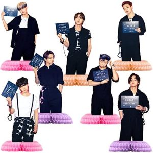 BTS Bangtan Boys Birthday Party Supplies, 7Pcs BTS Party Centerpieces, 3D Double Side Table Toppers, Cake Toppers, BTS Merch, Bangtan Boys Party Decoration for ARMY, Fans