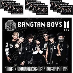 K pop Boy Band Group Army Vest Logo K-Pop Stickers Party Favors Supplies Decorations Gift Bag Label Stickers ONLY 3.75″ x 4.75″ -12 South Korean Boy Band Jin Suga J-Hope RM Jimin V Jungkook