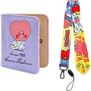 Kpop Army Wallet Purse Credit Card Holder with Bangtan Boys Lanyard JIMIN JIN JK JHOPE SUGA V RM Merchandise for Army Gift-V