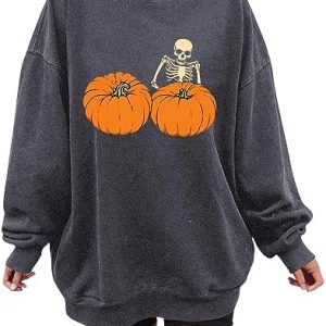 mjhGcfj Halloween Sweatshirts for Women,Womens Casual Crewneck Sweatshirts Long Sleeve 2023 Fall Clothes Cute Tunic Tops Fit