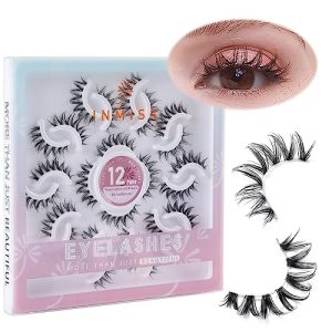 Anime Eyelashes Spiky Clear Band Japanese Korean Lashes Manga Lashes Wispy Natural Look Asian Manhua Lash 12 Pairs Pack