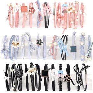 Unaone Elastic Hair Ties for Women Girls, 36 Count Colorful Hair Elastics No Damage Hair Rubber Hair Bands Cute Ponytail Holders Hair Accessories, Suitable for Thin Thick Straight Curly Hair