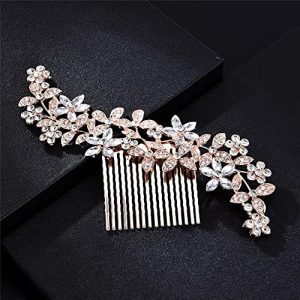 Bridal Hair Clip Exquisite Retro Hair Accessories Pageant Headbands Hair Jewelry Rhinestone Wedding Girls Gift Korean Tiaras(Rose Gold)