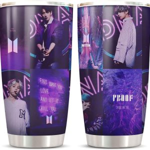 KALIOU Travel Cup Vacuum Mug Insulated Tumbler Stainless Steel Coffee Mug Bangtan Boys Cup Tea Bottle With Lid Family 20 Oz Tumblers