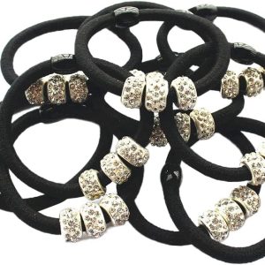 Ruihfas 10Pcs Lady Girls Shiny Rhinestone Rubber Band Hair Rings Korean Hair Accessories Hair Ropes Ponytail Holder