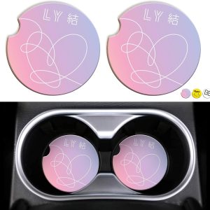 BTSS Car Cup Holder Coaster- 2 Pcs Car Cup Holder Coaster Gift – Kpop Fan Merch Set for Army Girls Women Kids Birthday Gifts Car Accessory for Women and Men(pink-2pcs)