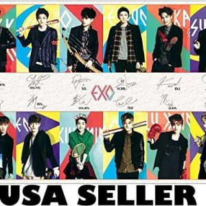 EXO colorful sports theme horiz collage POSTER 34 x 23.5 Korean boy band EXO-M EXO-K XOXO (sent FROM USA in PVC pipe)