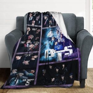 Korean Star Band Blanket Fleece Flannel Throw Blankets Lightweight Soft Warm Cozy Sofa Couch Decor Bedding Kpop Fan Boy Girls Gift 50×60