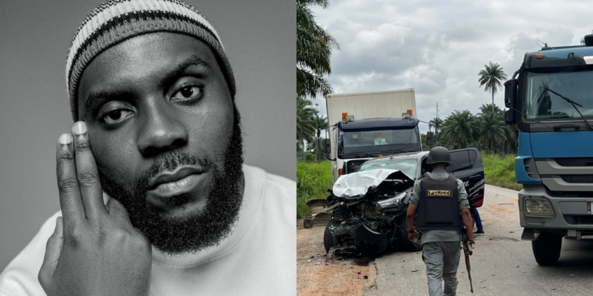 Odumodublvck shares pictures as he survives a ghastly motor accident