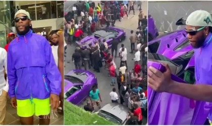 Burna Boy Causes Stir as He Drives Around in His Lamborghini in Lagos – WATCH