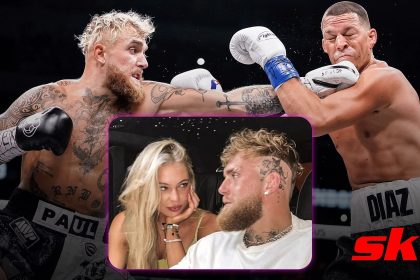 Jake Paul shares intimate kiss backstage after Nate Diaz win with girlfriend Jutta Leerdam dressed in all white