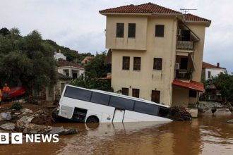 Greek floods: Austrian honeymooners missing after holiday home swept away